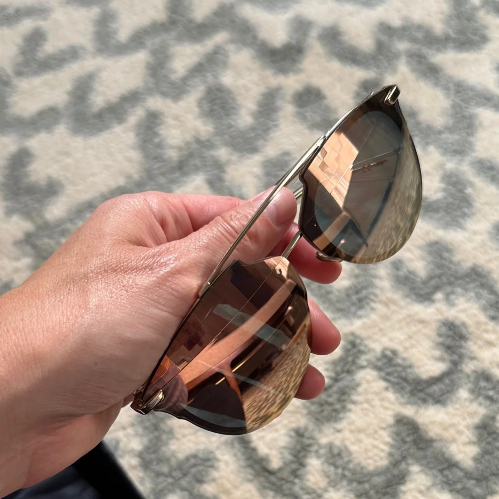 Dior Gold and Brown Sunglasses reflected P pixel mirrored - Picture 2 of 6